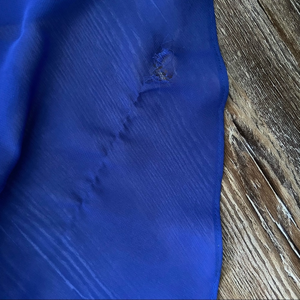 Beaded Blue Strapless Full-Length Prom Dress - Picture 9 of 11